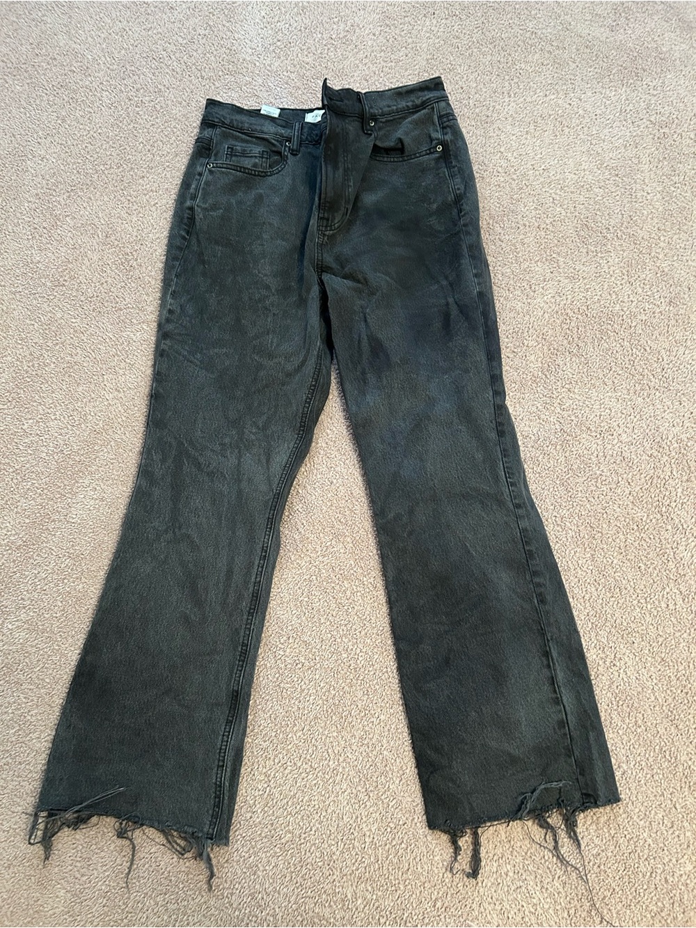 PacSun Women's High Rise Stretch Crop Boot Jeans with Frayed Hem